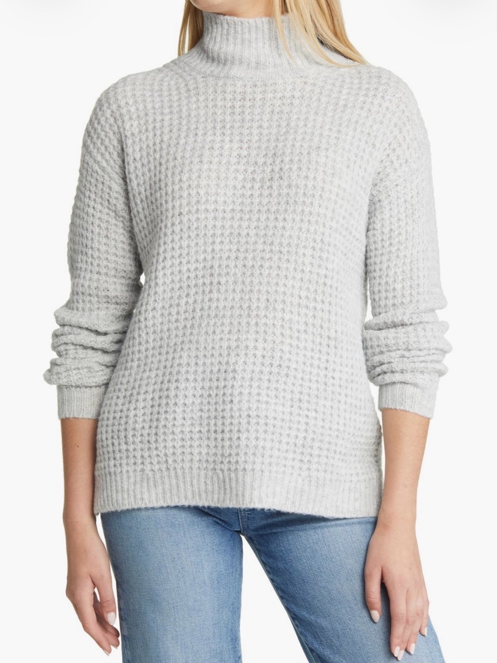 Caslon Thermal Funnel Neck Sweater - grey light heather